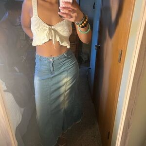 Creme Upcycled Boho knitted top